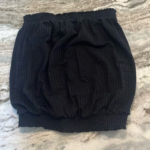 Anthropologie Black Elastic Waist Bubble Strapless Top - size large